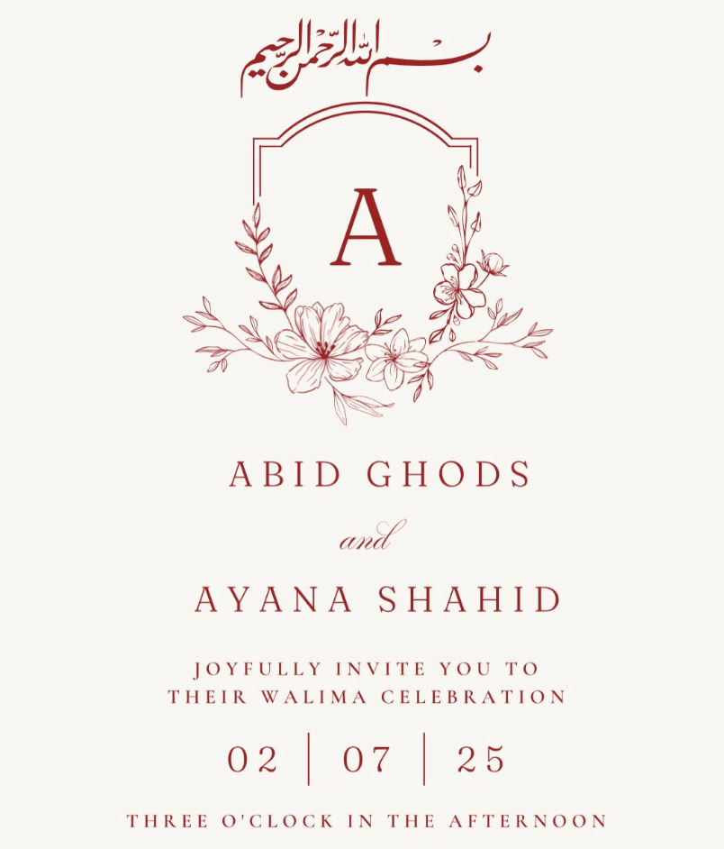 Walima Celebration Invitation - February 7, 2026